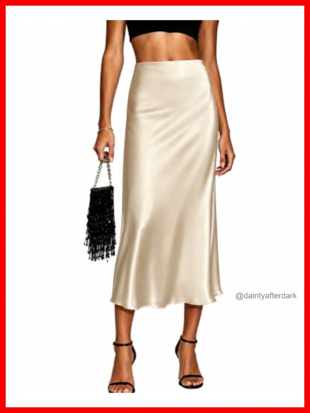 Women's High Waist Flowy A-Line Midi Skirt - Satin Elegant Long